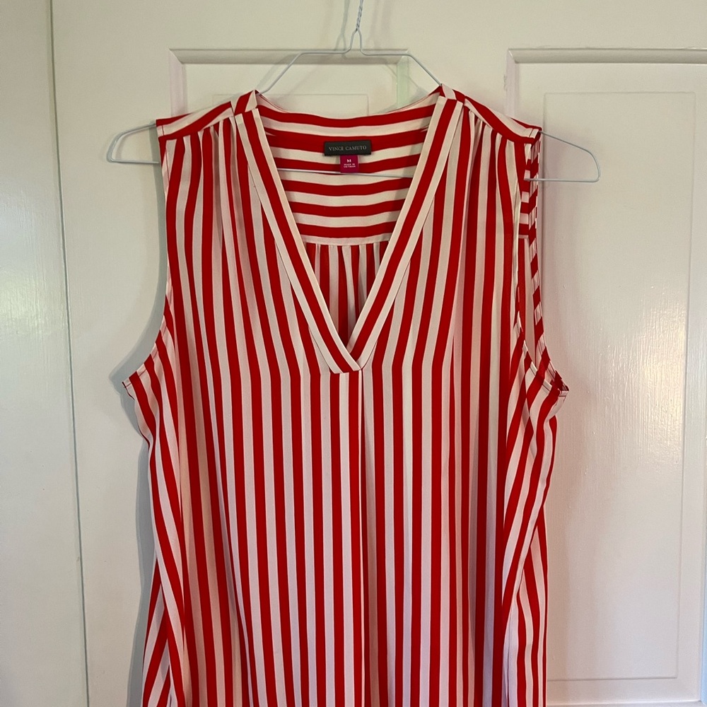 Vince Camuto Bold Red and White Striped Top